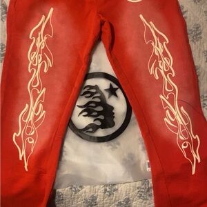 Hell star Red Pants with Flame Design